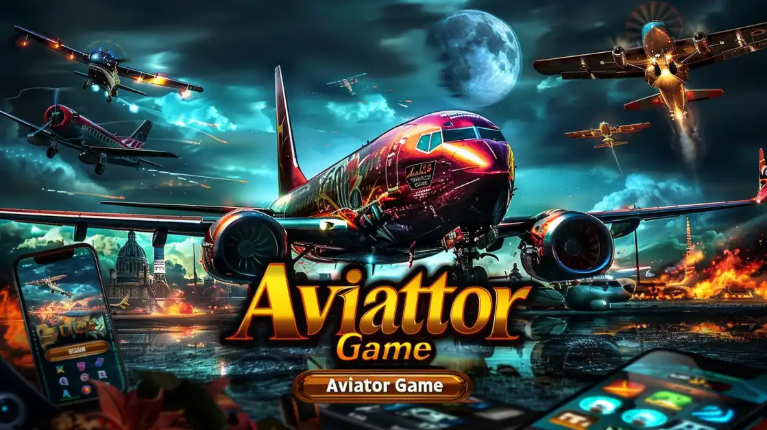 A classic red propeller plane from the 'Aviator Game' is parked on a runway next to vintage-style slot machines also displaying the game, blending classic fun with modern thrills at CVC666.